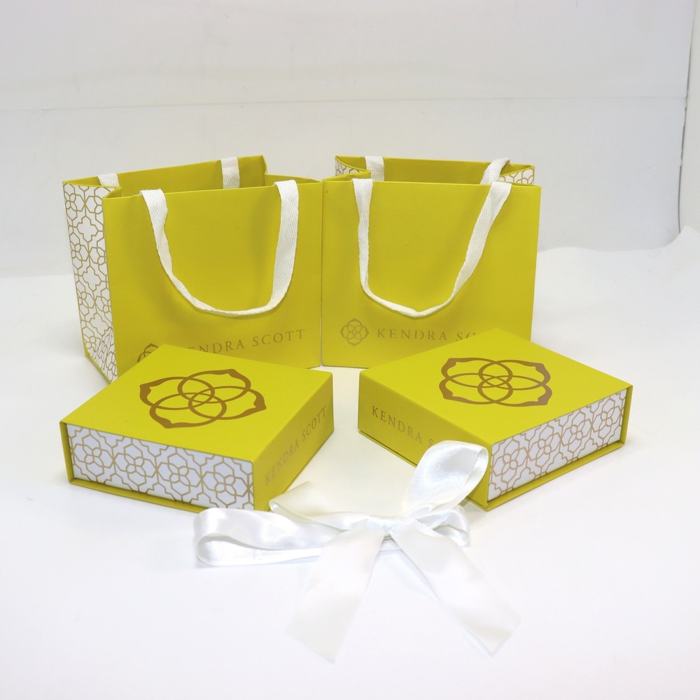 Kendra Scott Jewelry Gift Packaging Set‎ Yellow Womens Boxes Bags Ribbon